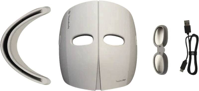 Maskë LED për fytyrë Therabody TheraFace Mask, terapi dritash të kuqe dhe blu, me vibrim relaksues, e bardhë