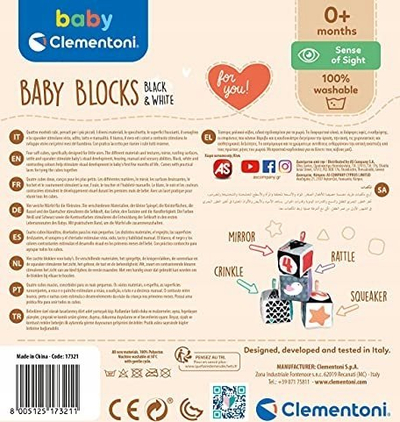 Loje me blloqe Baby Clementoni Baby Blocks, set me 4 kuba te bute, 0+ muaj, shume ngjyra