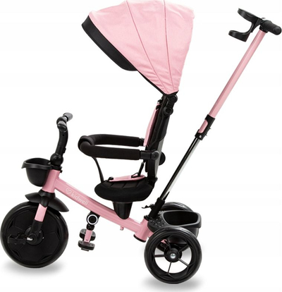 Tricikletë për kalamaj Kidwell AXEL Pink Charmy, me dorezë për prindin, tendë mbrojtëse, rozë