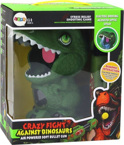 Loja e shkathtësisë Lean Toys Dinosaur Shooting, me armë dhe toptha, jeshile