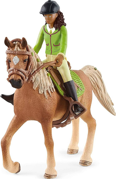 Figurinë lodër Schleich Horse Club Sarah and Mystery, set kalorëse dhe kalë, për kalamaj 5+