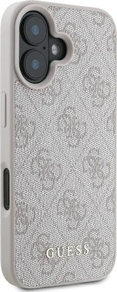 Mbrojtëse telefoni Guess 4G Classic Rowe për iPhone 16 Plus 6.7", eco-leather, bezhë