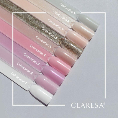 Llak xheli semipermanent Claresa Celebration 02, 5 ml, ngjyrë nude rozë