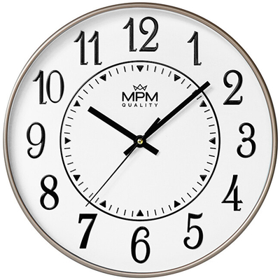 Orë muri MPM Quality Horizons E01.4369.23, e bardhë/bezhë