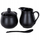 Set sheqerkë dhe qumështore Vilde, porcelan, 3 copë, i zi