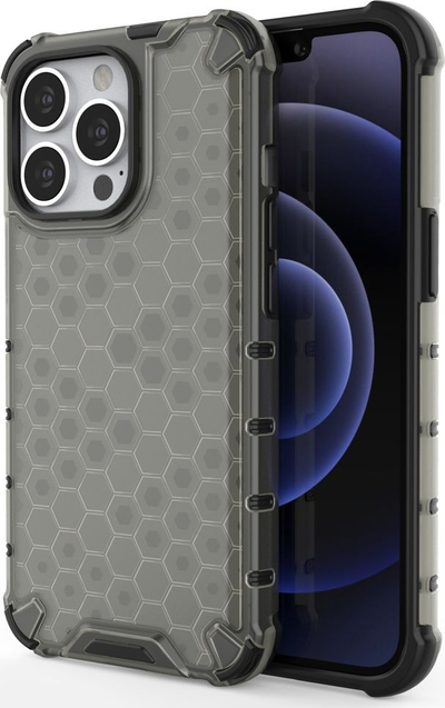 Mbrojtëse telefoni Hurtel Honeycomb për iPhone 13 Pro, kornizë xhel TPU, e zezë