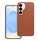 Куќиште за телефон Sudario OEM Leather Mag Cover за Samsung S25 Plus, со MagSafe, еко кожа, кафено
