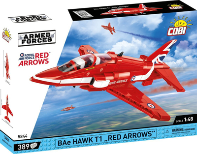 Set blloqesh Cobi BAE Hawk T1 Red Arrows, shkalla 1:48, 389 copa, i kuq