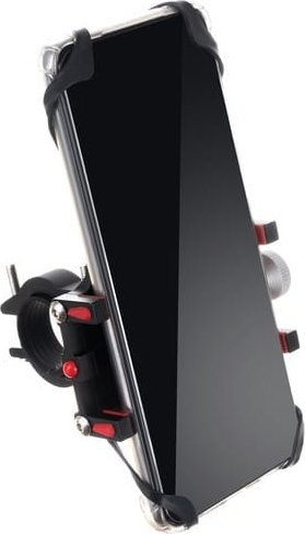 Mbajtëse telefoni për biçikletë Trizand, metal, me rrip gome, e zezë