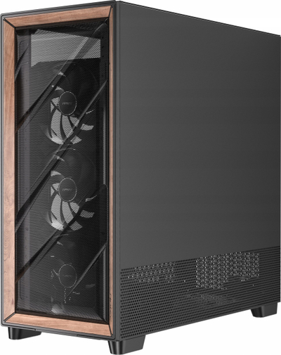Kuti kompjuteri Antec FLUX PRO EUV, Full Tower, me ekran temperature, e zezë me dru