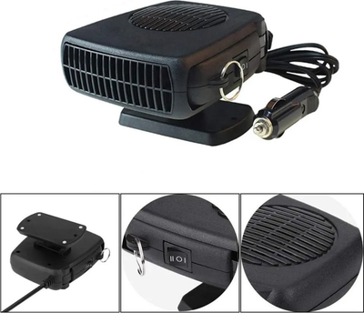 Ngrohës me ventilator për makinë DA33, 12V, 150W, i zi