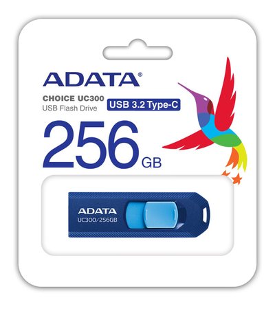 USB flash ADATA UC300, 256GB, USB 3.2 Gen1 Type C, blu