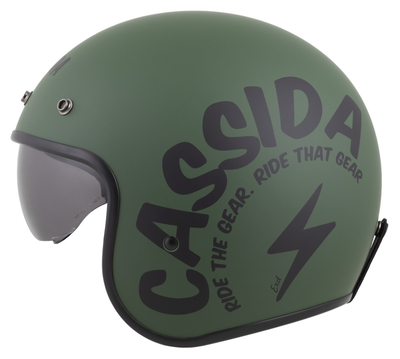 Helmetë moto Cassida Oxygen 2.0 Gear, e hapur, vizor dielli, jeshile mat e zezë