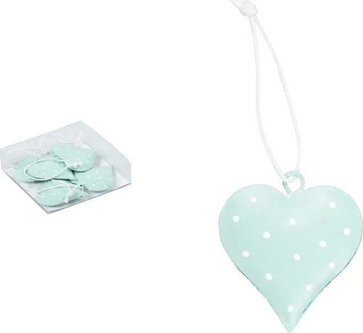 Set zemrash metalike për pemë, zemër 4.5 cm, 6 copë, mentë