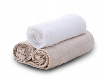 Pelenë museline BabyMatex, 70 x 80 cm, set me 3 copë, bezhë edhe e bardhë