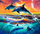Set kreativ Diamond Mosaic Flamingo Line Dolphins, 30x40cm, për pikturë për zbukurim, shumëngjyrësh