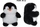 Lodër pelushi pinguin P3405, 25 cm, bardh e zi