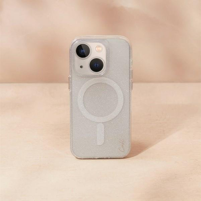 Këse telefoni Uniq Coehl Lumino për iPhone 14, transparente, argjendtë me shkëlqim