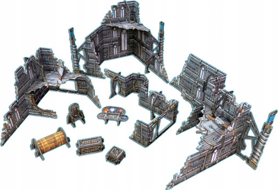 Set terreni sci-fi Battle Systems, modular 3D 28–35 mm, karton me printim me ngjyra, multi