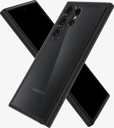 Kapak telefoni Spigen Ultra Hybrid për Samsung Galaxy S24 Ultra, pjesa e pasme transparente, i zi mat