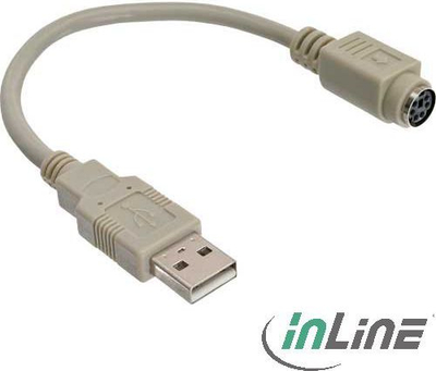 Adaptues USB në PS 2 InLine 33102, 20cm, i bardhë