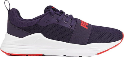 Patika për kalamaj Puma Wired Run Jr 374214 21, rrjetë, shollë gome, blu navy