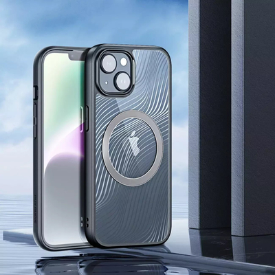 Mbulesë telefoni MagSafe për iPhone 15 6.1", rezistente ndaj rënieve, transparente, gri