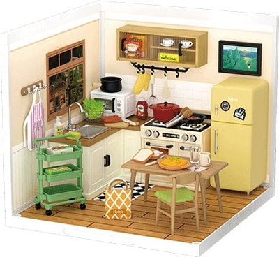 Set lodër Rolife Happy Meals Kitchen, DIY miniaturë 1:20, plastik, multingjyrësh