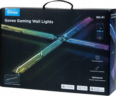 Dritë muri për gaming Govee Gaming Wall Light, RGBIC, me aplikacion, shumëngjyrëshe