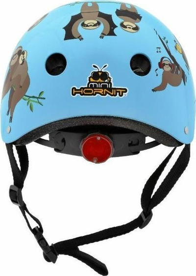 Детска велосипедска кацига Hornit Lids Sloths Medium, 53–58 cm, со ЛЕД светло, сина