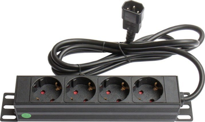 Продолжувач за енергија Good Connections GC-N0078, 4 Schuko приклучоци, 19\", црн