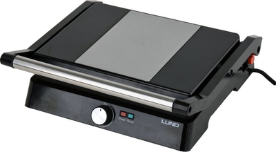 Grill elektrik Lund 67451, sipërfaqe rregullueshme pjekjeje, hapje 180°, i zi