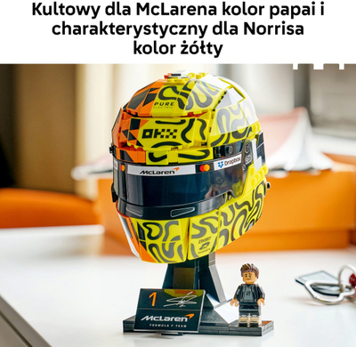 Set LEGO Editions Lando Norris McLaren F1 Helmet 43023, 793 pjesë, për moshat 14+, portokalli e verdhë