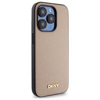Futrollë telefoni DKNY Beowe, iPhone 15 Pro Max 6.7", MagSafe, bezhë