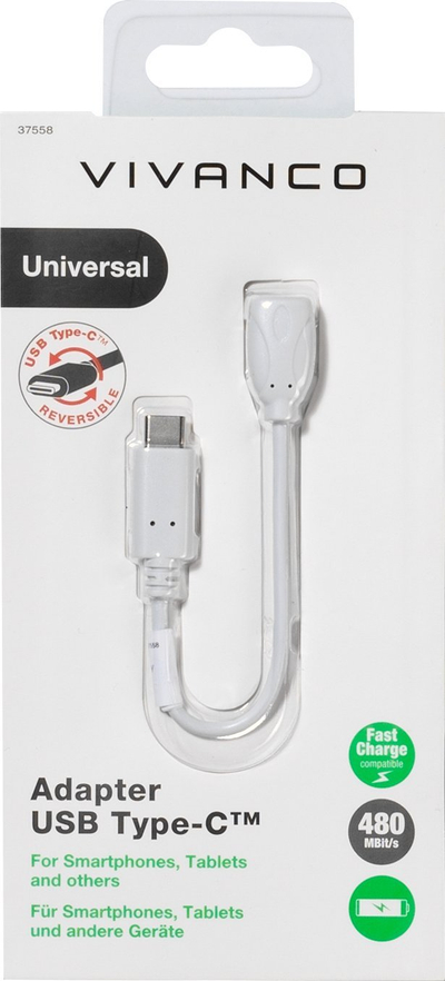 Adapter USB Vivanco DCAVVUSBCMB02W, USB C me Micro USB, 0.1m, i bardhë