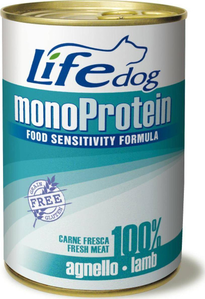 Konservë për qen Life Dog Monoprotein Lamb, 400g, me mish qengji
