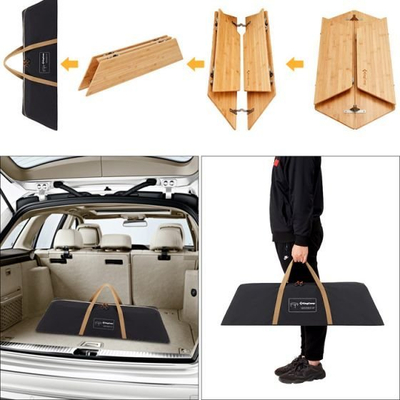 Tavolinë kampingu KingCamp Bamboo Hexagonal, 100cm, lartësi e rregullueshme, kafe