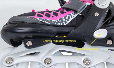 Patina inline Enero Pro LED 4 në 1, nr 34-37, për kalamaj, rozë