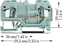 Клема прехранбена Ваго 281-901, 2 проводници, 4mm², сива