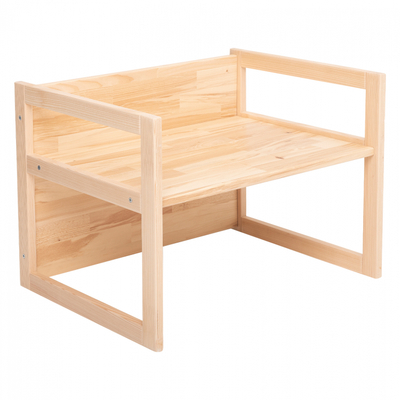 Tavolinë karrige druri Kukka 2 në 1, 45.5 x 47 x 64.5 cm, ngjyrë natyrale