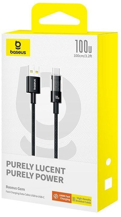 Kabllo USB-C Baseus Transparent, 100W, karikim i shpejtë, transparente
