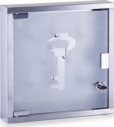 Kasafortë çelësash Zeller 13890, xham dhe çelik inoks, 30 x 6 x 30 cm