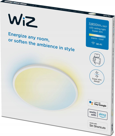 Panel tavanor LED WiZ SuperSlim, 32W, Wi-Fi, 55cm, i bardhë