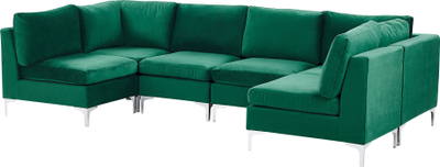 Divan këndor Beliani Evja, modular për 6 vetë, kadife, jeshil