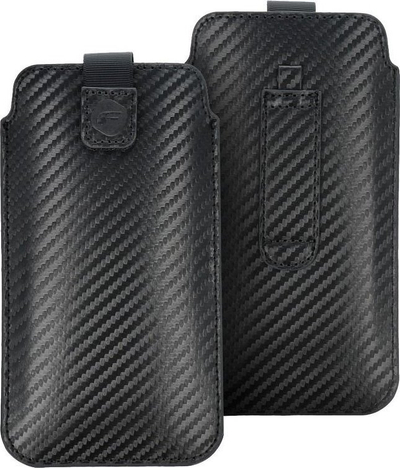 Këllëf telefoni Fontastic Pocket Carbon Size 03, universal, me rrip brezi, i zi