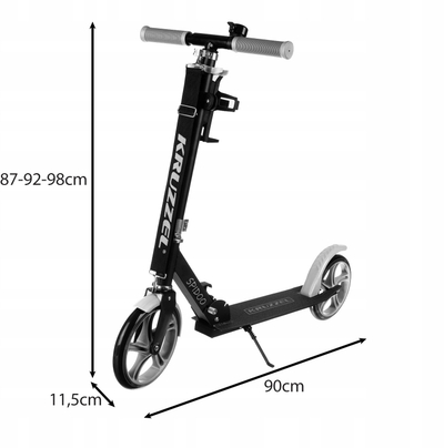 Trotinet Kruzzel Spidoo Gray 25629, rrota 200 mm, alumin, gri