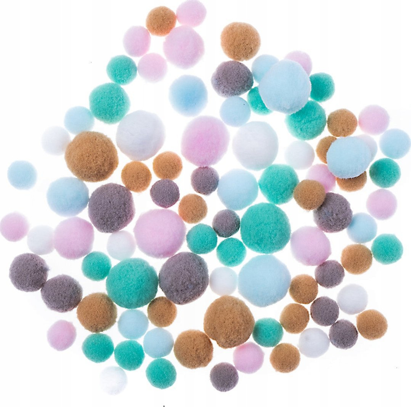 Pomponë plushi Frosty Pastel, set 90 copë, shumëngjyrësh