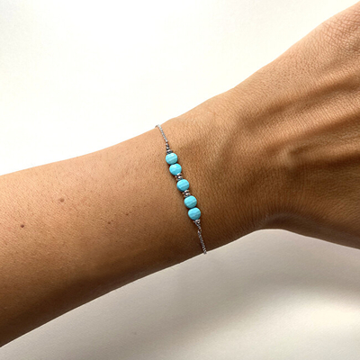 Byzylyk argjendi me gur turquoise, i argjendtë, ngjyrë turquoise