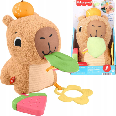 Lodër pelushi Fisher-Price Snuggly Snacky Capy, për bebe, me shumë ngjyra