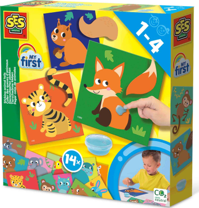 Set kreativ SES Creative My First Sticking Animal Tails, për fëmijë 1+, shumëngjyrësh